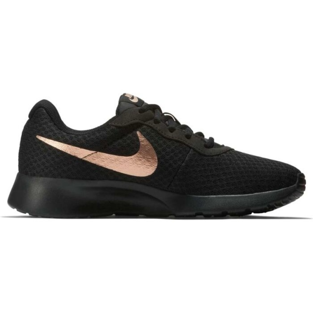 Nike Women's Tanjun Black and Rose Gold Sneakers